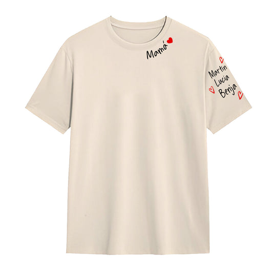 POLERA MAMÁ CON NOMBRES EN LA MANGA