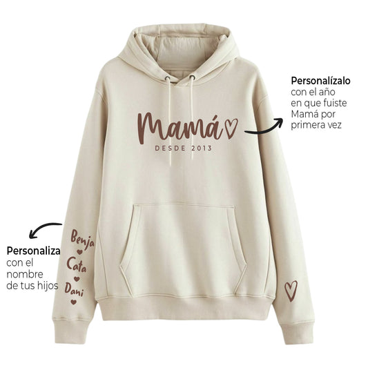 POLERÓN PERSONALIZADO "MAMÁ DESDE" CON NOMBRE NIÑOS EN LA MANGA - DIA DE LAS MADRES