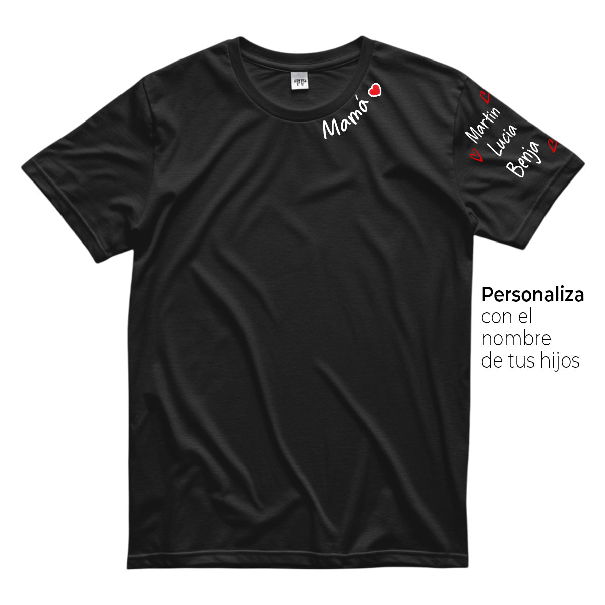 POLERA MAMÁ  CON NOMBRES EN LA MANGA